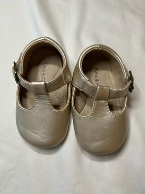 Gold T-Strap Baby Shoes